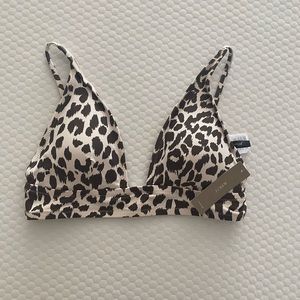Leopard bikini top with tags.